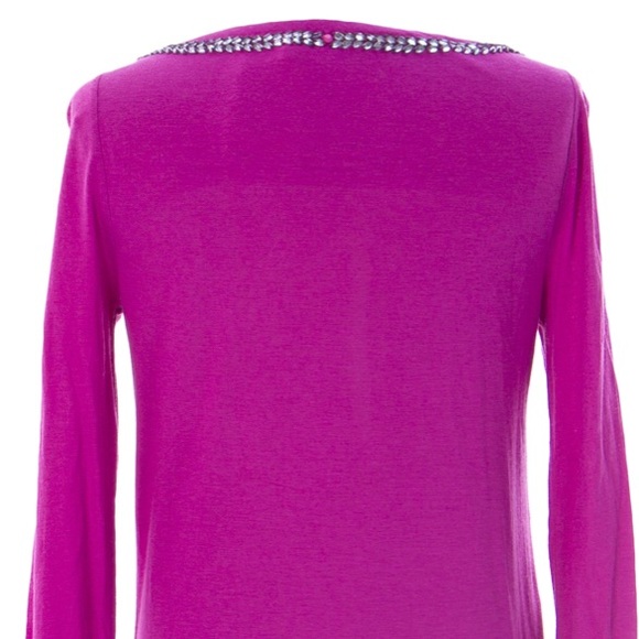 Boden • Pink Jeweled Long Sleeve Scoop Neck Top, 10 - Picture 2 of 8